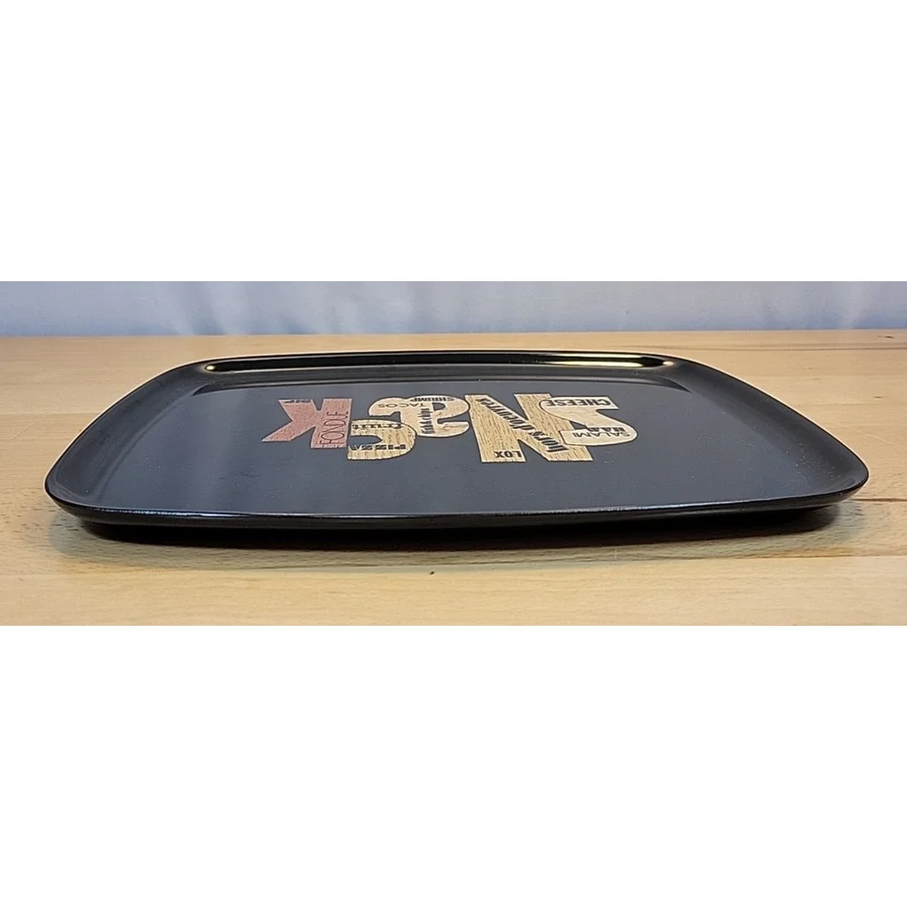 Vintage Couroc Inlaid “SNACK” Wood Black Phenolic Tray Snack Dish 9x12 Barware